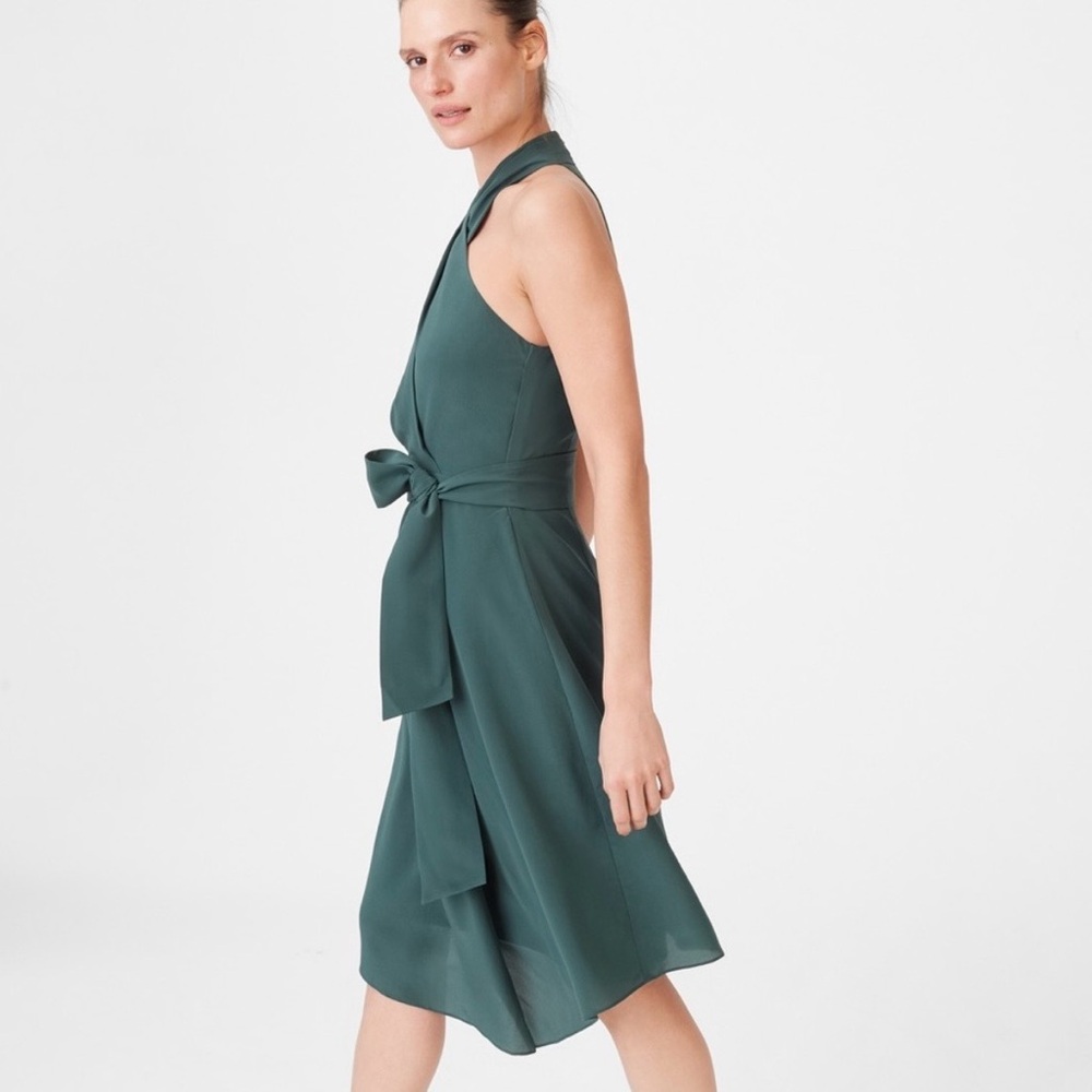 Club Monaco Silk Dark Green Dress - Picture 2 of 11